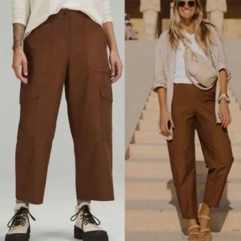 Sz 32 LULULEMON Light Utilitech Barrel Wide Leg Cargo Pant High Rise Pockets